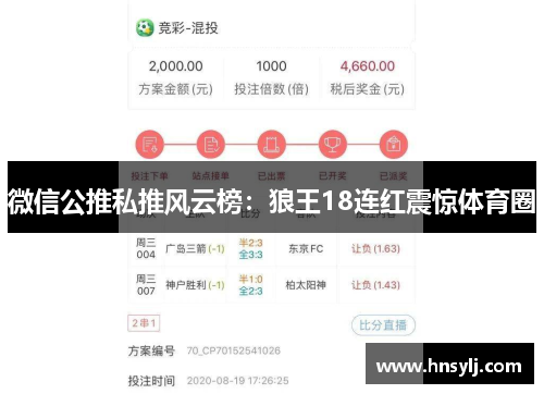 微信公推私推风云榜：狼王18连红震惊体育圈